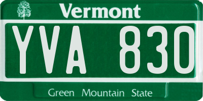 VT license plate YVA830