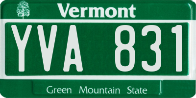 VT license plate YVA831