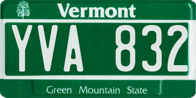 VT license plate YVA832