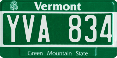 VT license plate YVA834