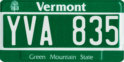 VT license plate YVA835