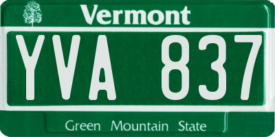 VT license plate YVA837