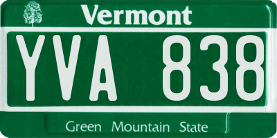 VT license plate YVA838