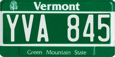 VT license plate YVA845