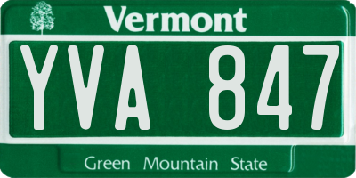 VT license plate YVA847