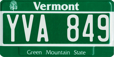 VT license plate YVA849