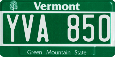 VT license plate YVA850