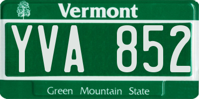 VT license plate YVA852