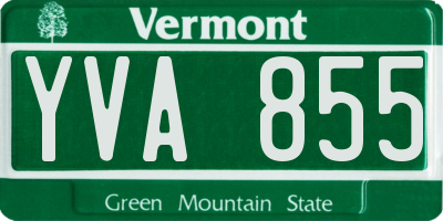 VT license plate YVA855