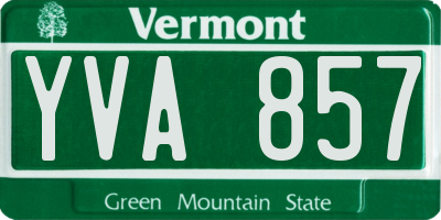 VT license plate YVA857