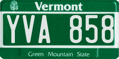 VT license plate YVA858
