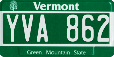 VT license plate YVA862