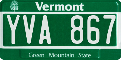 VT license plate YVA867