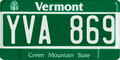 VT license plate YVA869