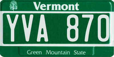 VT license plate YVA870