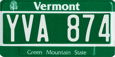 VT license plate YVA874