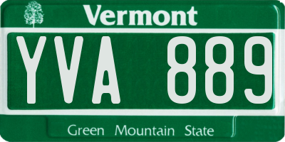 VT license plate YVA889