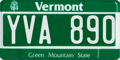 VT license plate YVA890
