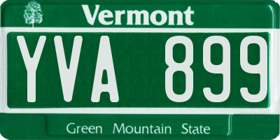 VT license plate YVA899