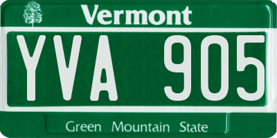 VT license plate YVA905