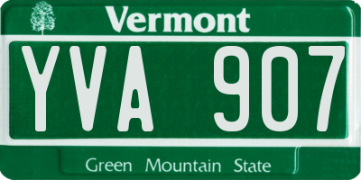 VT license plate YVA907