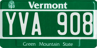 VT license plate YVA908