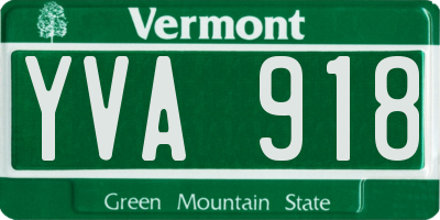 VT license plate YVA918