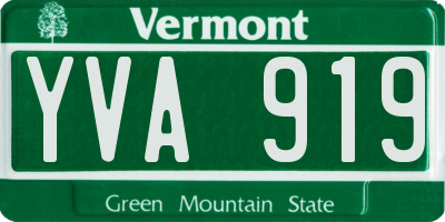 VT license plate YVA919