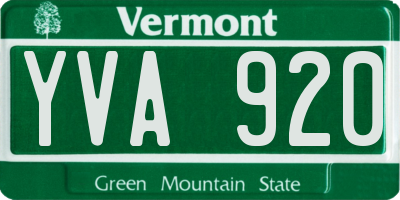 VT license plate YVA920