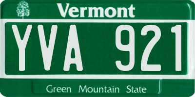 VT license plate YVA921