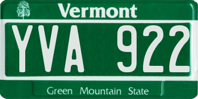 VT license plate YVA922