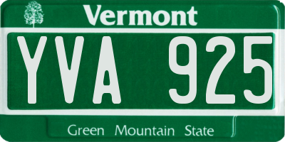 VT license plate YVA925
