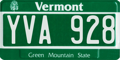 VT license plate YVA928