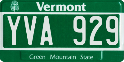 VT license plate YVA929