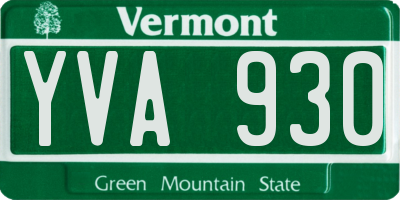 VT license plate YVA930
