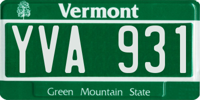 VT license plate YVA931