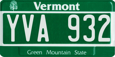 VT license plate YVA932