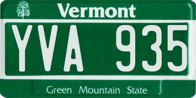 VT license plate YVA935
