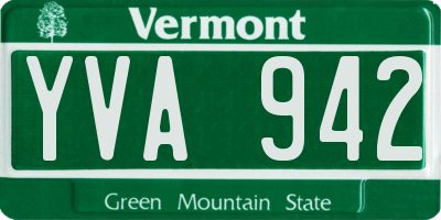 VT license plate YVA942
