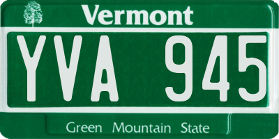 VT license plate YVA945