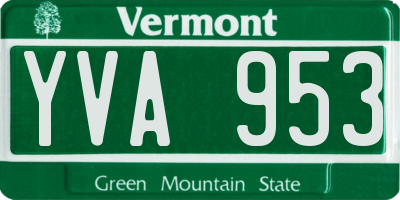 VT license plate YVA953