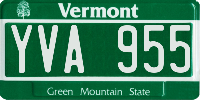 VT license plate YVA955