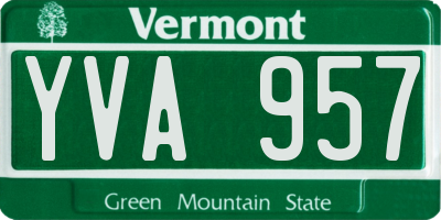 VT license plate YVA957