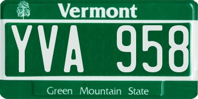 VT license plate YVA958