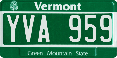 VT license plate YVA959