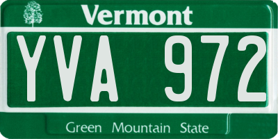 VT license plate YVA972