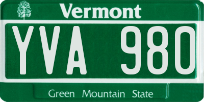 VT license plate YVA980