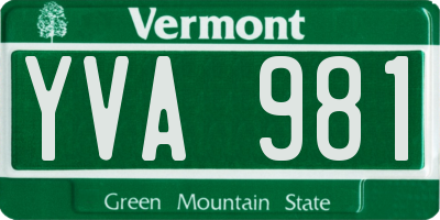 VT license plate YVA981