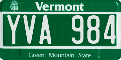 VT license plate YVA984