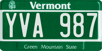 VT license plate YVA987